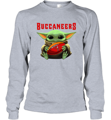 Baby Yoda Loves The Tampa Bay Buccaneers Star Wars Baby Yoda Hugs Buccaneers NFL Adult Long Sleeve T-Shirt Adult Long Sleeve T-Shirt - VeigarTee