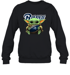 Baby Yoda Loves The Los Angeles Rams Star Wars Baby Yoda Hugs Rams NFL Adult Sweatshirt Adult Sweatshirt - VeigarTee