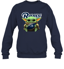 Baby Yoda Loves The Los Angeles Rams Star Wars Baby Yoda Hugs Rams NFL Adult Sweatshirt Adult Sweatshirt - VeigarTee