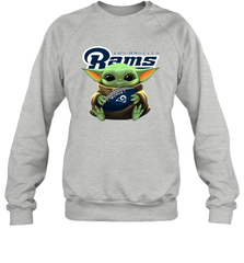 Baby Yoda Loves The Los Angeles Rams Star Wars Baby Yoda Hugs Rams NFL Adult Sweatshirt Adult Sweatshirt - VeigarTee