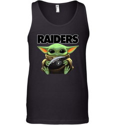 Baby Yoda Loves The Oakland Raiders Star Wars Baby Yoda Hugs Raiders NFL Mens Tank Top