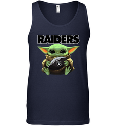 Baby Yoda Loves The Oakland Raiders Star Wars Baby Yoda Hugs Raiders NFL Mens Tank Top