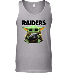 Baby Yoda Loves The Oakland Raiders Star Wars Baby Yoda Hugs Raiders NFL Mens Tank Top Mens Tank Top - VeigarTee