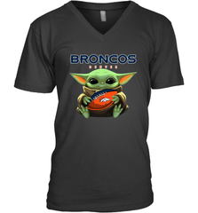 Baby Yoda Loves The Denver Broncos Star Wars Baby Yoda Hugs Broncos NFL Mens V-Neck T-Shirt Mens V-Neck T-Shirt - VeigarTee