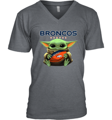 Baby Yoda Loves The Denver Broncos Star Wars Baby Yoda Hugs Broncos NFL Mens V-Neck T-Shirt Mens V-Neck T-Shirt - VeigarTee