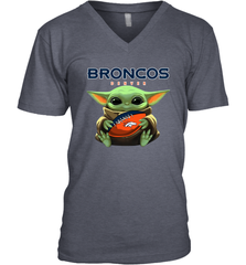 Baby Yoda Loves The Denver Broncos Star Wars Baby Yoda Hugs Broncos NFL Mens V-Neck T-Shirt Mens V-Neck T-Shirt - VeigarTee