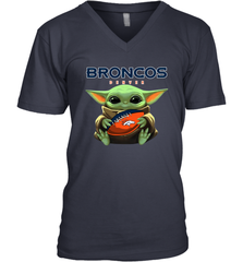 Baby Yoda Loves The Denver Broncos Star Wars Baby Yoda Hugs Broncos NFL Mens V-Neck T-Shirt Mens V-Neck T-Shirt - VeigarTee