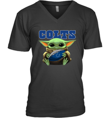 Baby Yoda Loves The Indianapolis Colts Star Wars Baby Yoda Hugs Colts NFL Mens V-Neck T-Shirt Mens V-Neck T-Shirt - VeigarTee