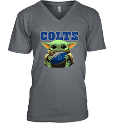 Baby Yoda Loves The Indianapolis Colts Star Wars Baby Yoda Hugs Colts NFL Mens V-Neck T-Shirt Mens V-Neck T-Shirt - VeigarTee