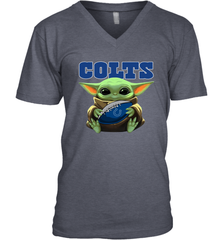Baby Yoda Loves The Indianapolis Colts Star Wars Baby Yoda Hugs Colts NFL Mens V-Neck T-Shirt Mens V-Neck T-Shirt - VeigarTee