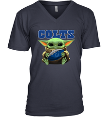Baby Yoda Loves The Indianapolis Colts Star Wars Baby Yoda Hugs Colts NFL Mens V-Neck T-Shirt Mens V-Neck T-Shirt - VeigarTee