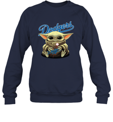 Baby Yoda Hugs Loves The Los Angeles Dodgers Baseball Adult Sweatshirt Adult Sweatshirt - VeigarTee