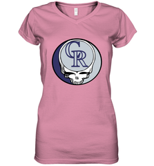 Colorado Rockies Grateful Dead Steal Your Face Baseball Womens V-Neck T-Shirt Womens V-Neck T-Shirt - VeigarTee