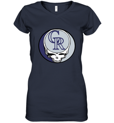Colorado Rockies Grateful Dead Steal Your Face Baseball Womens V-Neck T-Shirt Womens V-Neck T-Shirt - VeigarTee