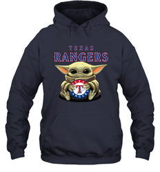 Baby Yoda Hugs Loves The Texas Rangers Baseball Adult Hoodie Sweatshirt