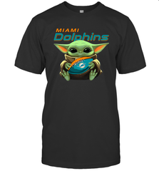 Baby Yoda Loves The Miami Dolphins Star Wars Baby Yoda Hugs Dolphins NFL Mens T-Shirt Mens T-Shirt - VeigarTee