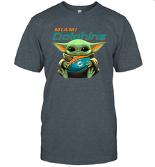 Baby Yoda Loves The Miami Dolphins Star Wars Baby Yoda Hugs Dolphins NFL Mens T-Shirt Mens T-Shirt - VeigarTee