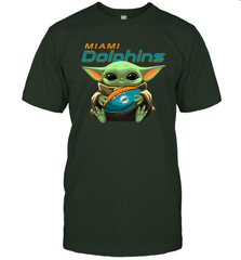 Baby Yoda Loves The Miami Dolphins Star Wars Baby Yoda Hugs Dolphins NFL Mens T-Shirt Mens T-Shirt - VeigarTee