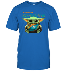 Baby Yoda Loves The Miami Dolphins Star Wars Baby Yoda Hugs Dolphins NFL Mens T-Shirt Mens T-Shirt - VeigarTee