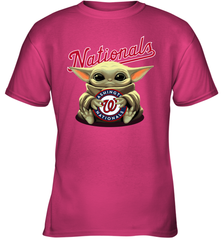 Baby Yoda Hugs Loves The Washington Nationals Baseball Youth T-Shirt Youth T-Shirt - VeigarTee