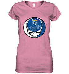 Kansas City Royals Grateful Dead Steal Your Face Baseball Womens V-Neck T-Shirt Womens V-Neck T-Shirt - VeigarTee