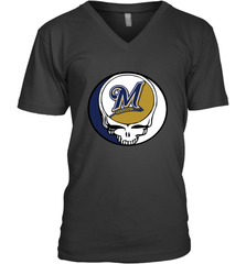 Milwaukee Brewers Grateful Dead Steal Your Face Baseball Mens V-Neck T-Shirt Mens V-Neck T-Shirt - VeigarTee