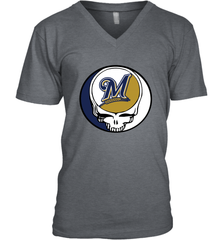 Milwaukee Brewers Grateful Dead Steal Your Face Baseball Mens V-Neck T-Shirt Mens V-Neck T-Shirt - VeigarTee