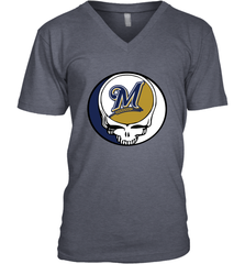 Milwaukee Brewers Grateful Dead Steal Your Face Baseball Mens V-Neck T-Shirt Mens V-Neck T-Shirt - VeigarTee