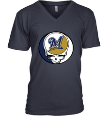 Milwaukee Brewers Grateful Dead Steal Your Face Baseball Mens V-Neck T-Shirt Mens V-Neck T-Shirt - VeigarTee