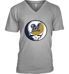 Milwaukee Brewers Grateful Dead Steal Your Face Baseball Mens V-Neck T-Shirt Mens V-Neck T-Shirt - VeigarTee