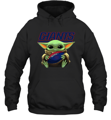 Baby Yoda Loves The New York Giants Star Wars Baby Yoda Hugs Giants NFL Adult Hoodie Sweatshirt Adult Hoodie Sweatshirt / Black / S Adult Hoodie Sweatshirt - VeigarTee