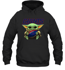 Baby Yoda Loves The New York Giants Star Wars Baby Yoda Hugs Giants NFL Adult Hoodie Sweatshirt Adult Hoodie Sweatshirt - VeigarTee