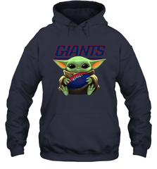 Baby Yoda Loves The New York Giants Star Wars Baby Yoda Hugs Giants NFL Adult Hoodie Sweatshirt Adult Hoodie Sweatshirt - VeigarTee