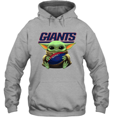 Baby Yoda Loves The New York Giants Star Wars Baby Yoda Hugs Giants NFL Adult Hoodie Sweatshirt Adult Hoodie Sweatshirt - VeigarTee