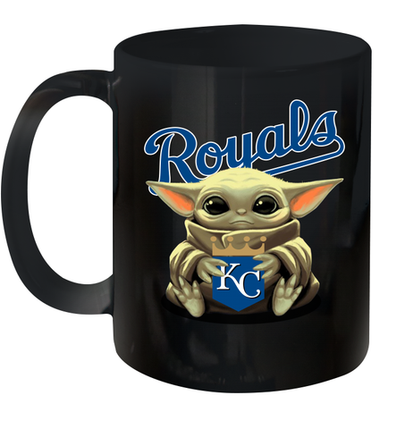 Baby Yoda Hugs Loves The Kansas City Royals Baseball Ceramic Mug 11oz Ceramic Mug 11oz / Black / 11oz Ceramic Mug 11oz - VeigarTee