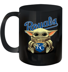 Baby Yoda Hugs Loves The Kansas City Royals Baseball Ceramic Mug 11oz Ceramic Mug 11oz - VeigarTee