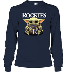 Baby Yoda Hugs Loves The Colorado Rockies Baseball Adult Long Sleeve T-Shirt Adult Long Sleeve T-Shirt - VeigarTee