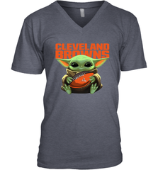 Baby Yoda Loves The Cleveland Browns Star Wars Baby Yoda Hugs Browns NFL Mens V-Neck T-Shirt Mens V-Neck T-Shirt - VeigarTee