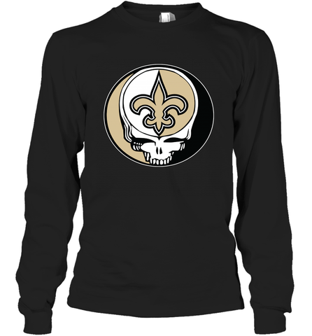 New Orleans Saints Grateful Dead Steal Your Face NFL Football Adult Long Sleeve T-Shirt Adult Long Sleeve T-Shirt / Black / S Adult Long Sleeve T-Shirt - VeigarTee