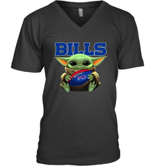 Baby Yoda Loves The Buffalo Bills Star Wars Baby Yoda Hugs Bills NFL Mens V-Neck T-Shirt Mens V-Neck T-Shirt - VeigarTee