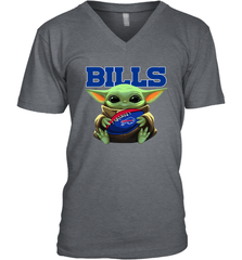 Baby Yoda Loves The Buffalo Bills Star Wars Baby Yoda Hugs Bills NFL Mens V-Neck T-Shirt Mens V-Neck T-Shirt - VeigarTee