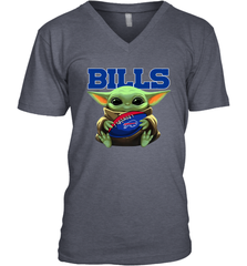 Baby Yoda Loves The Buffalo Bills Star Wars Baby Yoda Hugs Bills NFL Mens V-Neck T-Shirt Mens V-Neck T-Shirt - VeigarTee