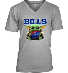 Baby Yoda Loves The Buffalo Bills Star Wars Baby Yoda Hugs Bills NFL Mens V-Neck T-Shirt Mens V-Neck T-Shirt - VeigarTee