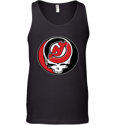 New Jersey Devils Grateful Dead Steal Your Face Hockey NHL Mens Tank Top Mens Tank Top / Black / XS Mens Tank Top - VeigarTee