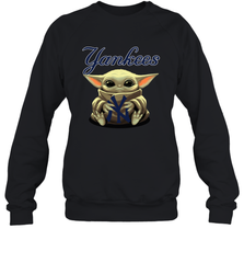 Baby Yoda Hugs Loves The New York Yankees Baseball Adult Sweatshirt Adult Sweatshirt - VeigarTee