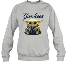 Baby Yoda Hugs Loves The New York Yankees Baseball Adult Sweatshirt Adult Sweatshirt - VeigarTee