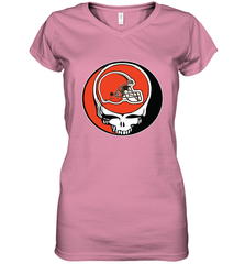 Cleveland Browns Grateful Dead Steal Your Face NFL Football Womens V-Neck T-Shirt Womens V-Neck T-Shirt - VeigarTee