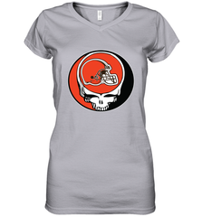 Cleveland Browns Grateful Dead Steal Your Face NFL Football Womens V-Neck T-Shirt Womens V-Neck T-Shirt - VeigarTee