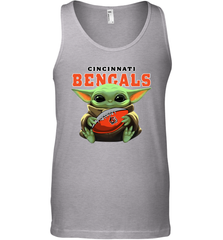 Baby Yoda Loves The Cincinnati Bengals Star Wars Baby Yoda Hugs Bengals NFL Mens Tank Top Mens Tank Top - VeigarTee