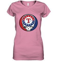 Texas Rangers Grateful Dead Steal Your Face Baseball Womens V-Neck T-Shirt Womens V-Neck T-Shirt - VeigarTee